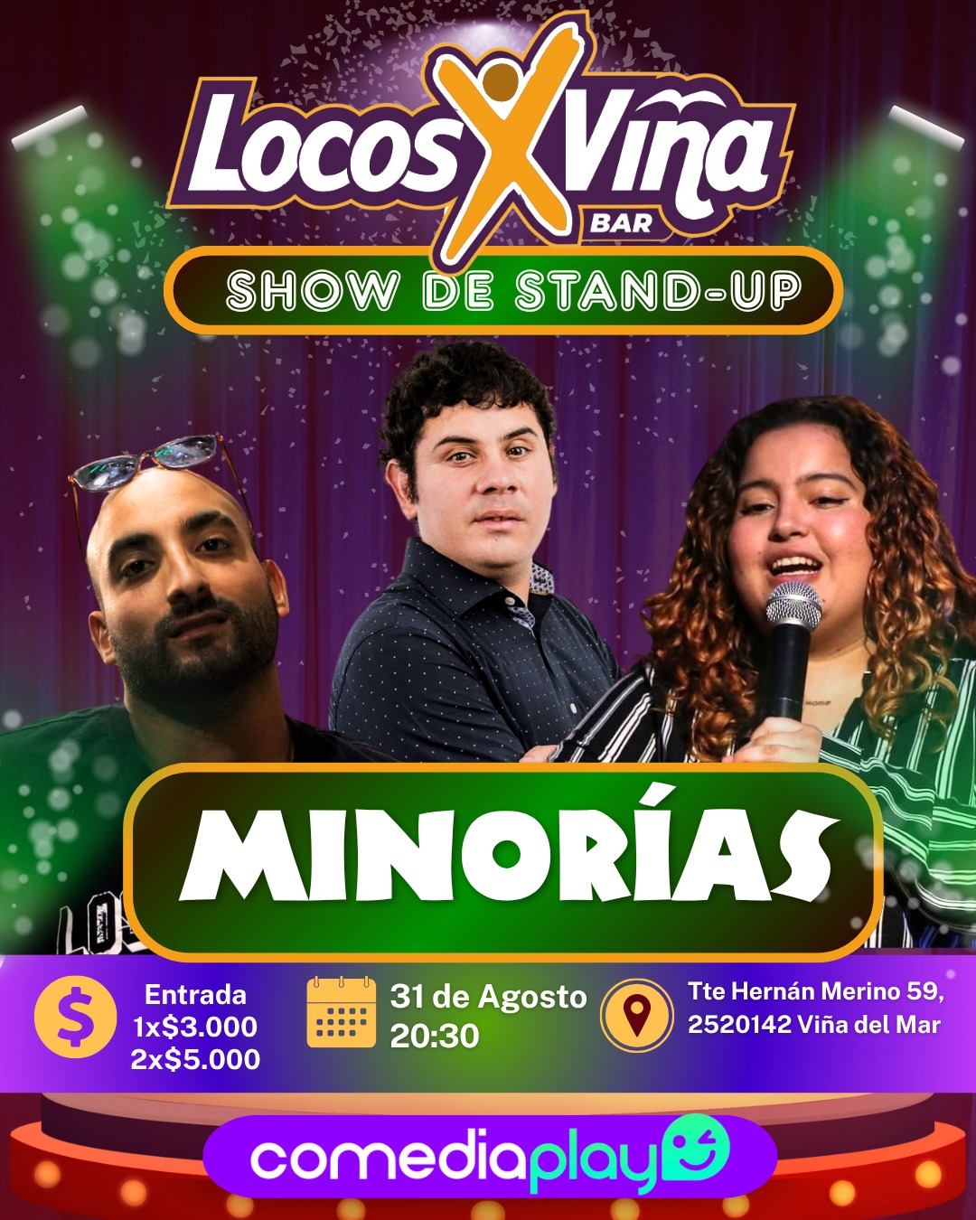 MINORÍAS en Locos x Viña, Domingo 31 de Agosto
