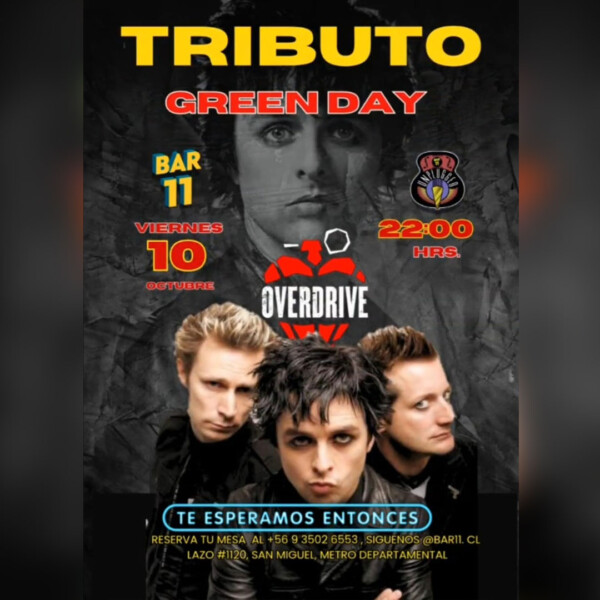 Tributo Green Day Unplugged en Bar 11, Viernes 10 de Octubre