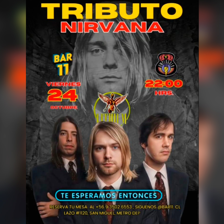 Tributo Nirvana Unplugged en Bar 11, Viernes 24 de Octubre