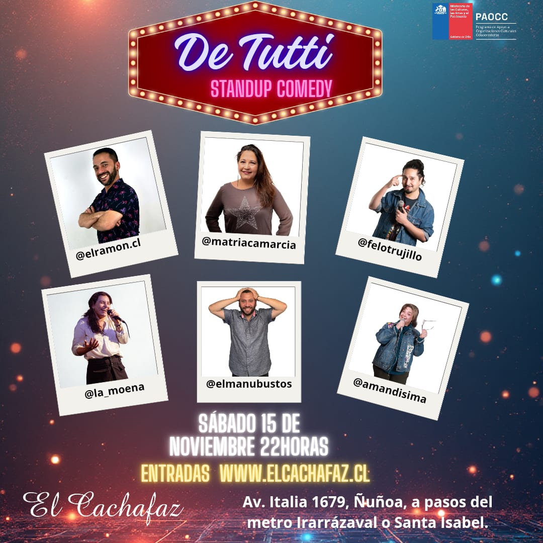 De Tutti: Show Stand-up Comedy – Sáb 15 noviembre a las 22.00hrs