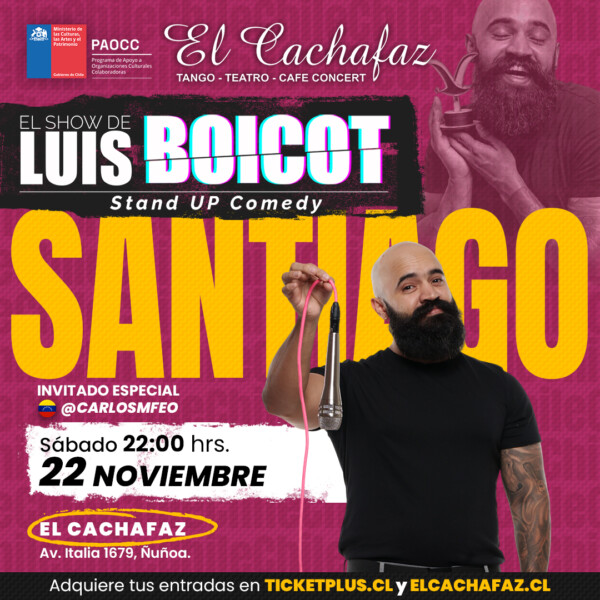 Luis Boicot: Stand-up Comedy – Sáb 22 noviembre a las 22.00hrs