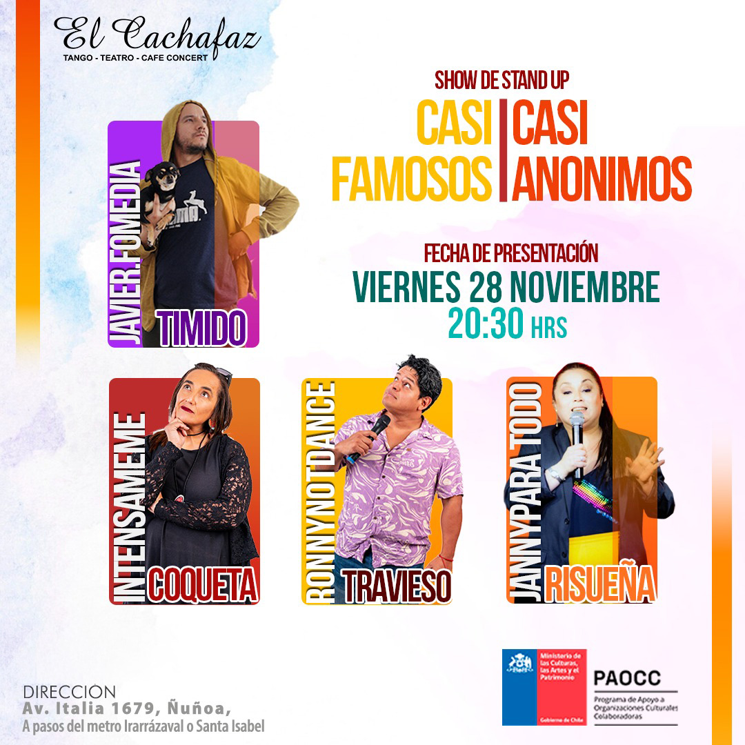 Casi Famosos: Show de Stand-up – Vie 28 noviembre a las 20.30hrs