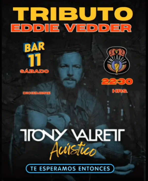 Tributo Eddie Veder en Bar 11, Sábado 13 de Diciembre